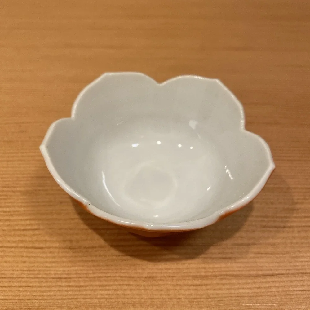 Vintage Knobler Japan Lotus Bowl Porcelain |‎ MCM Kitchen Decor Orange 3.5